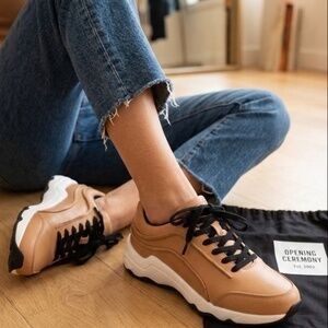 NEW Opening Ceremony Women's Tan and Black Trainers Size US 7